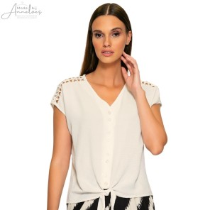 Batida Blouse strik en kant - Zand