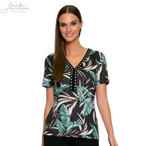 Batida T-shirt print vhals kant KM- Tropical Forest