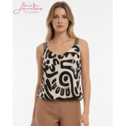 Batida Top weefband 2414 Noir caramel print Batida Top weefband 2414 Noir caramel print