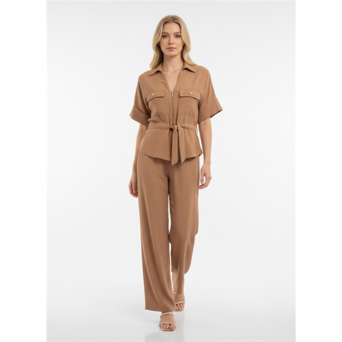 Batida blouse Jasje 2461 KM rits zakken Chocolate