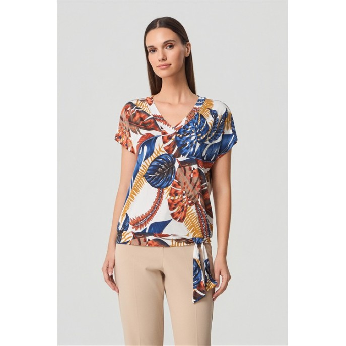 Batida Shirt KM vhals strik Amber Print