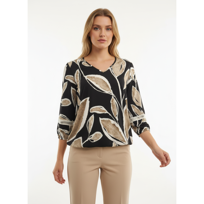 Batida Shirt 3/4 mouw vhals Sand Leaves Batida Shirt 3/4 mouw vhals Sand Leaves