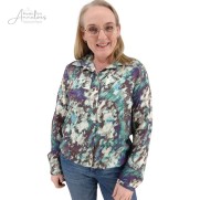 S Blouse shiny camouflage - Smaragd mix