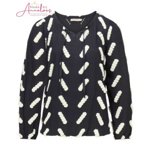 Dreamstar Blouse Camille floss relief Zwart ecru