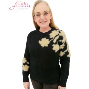 Dreamstar Trui Mulan harig bloem Zwart Zand