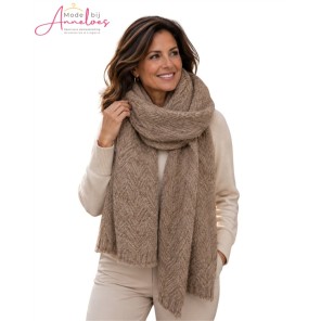 Grote gebreide sjaal - Taupe Grote gebreide sjaal - Taupe