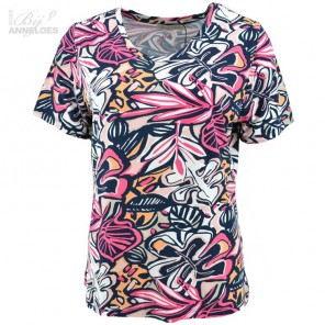 T-shirt KM bloemenmix - Pink mix
