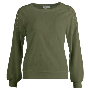 Z Sweater borduur mouw - Army