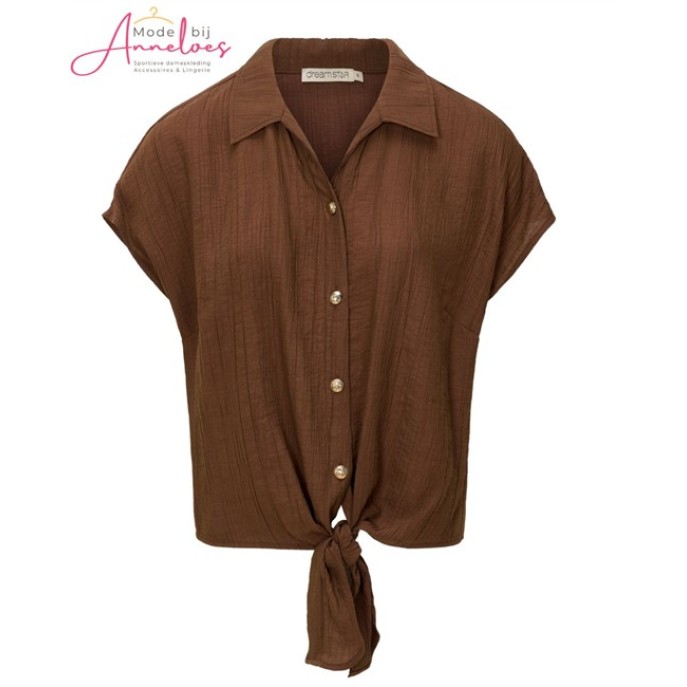 Dreamstar Blouse 214 Wrapy textuur strik Bruin
