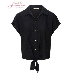 Dreamstar Blouse 214 Wrapy textuur strik Zwart