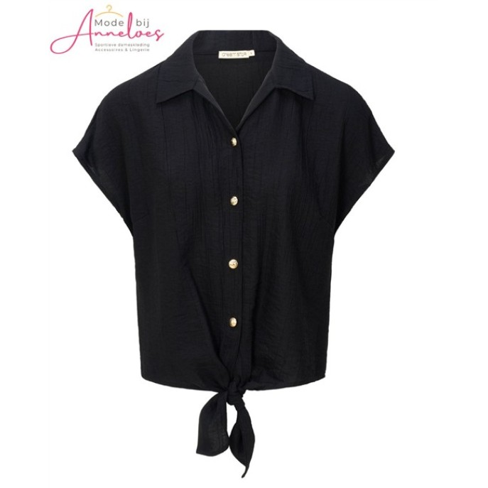 Dreamstar Blouse 214 Wrapy textuur strik Zwart