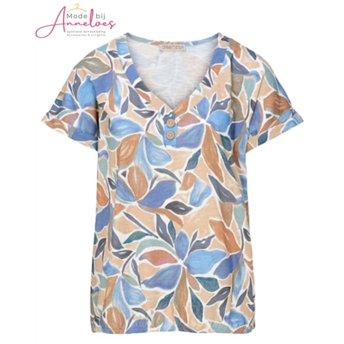 Dreamstar T-shirt Kiara 325 bloem Indigo - Zand