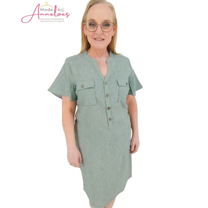 Dreamstar Jurk Cadry bloem relief Jade