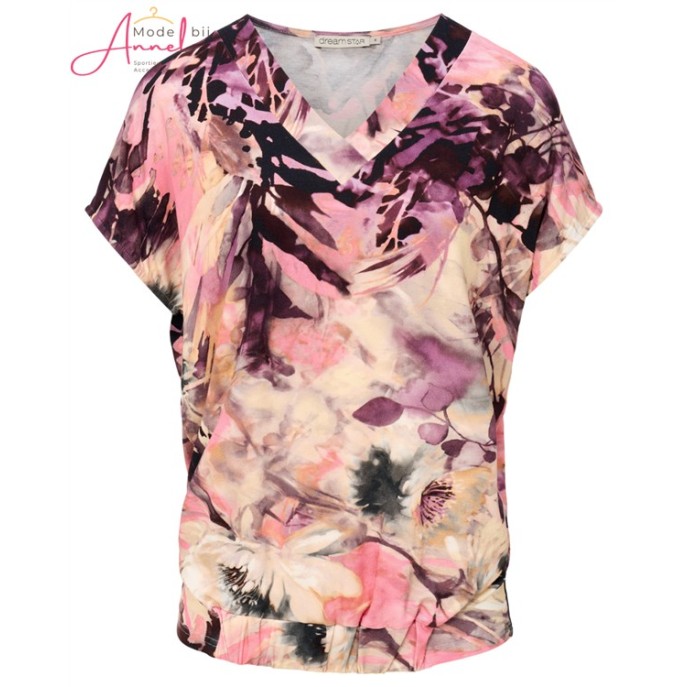 Dreamstar T-shirt Dundee vhals aquarel Pink mix Dreamstar T-shirt Dundee vhals aquarel Pink mix