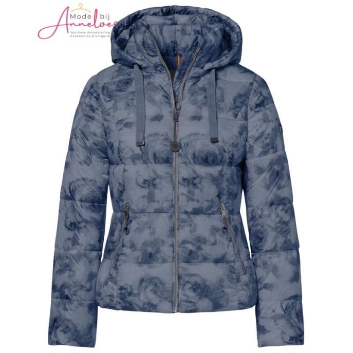 District winterjack Selva print Denim blauw