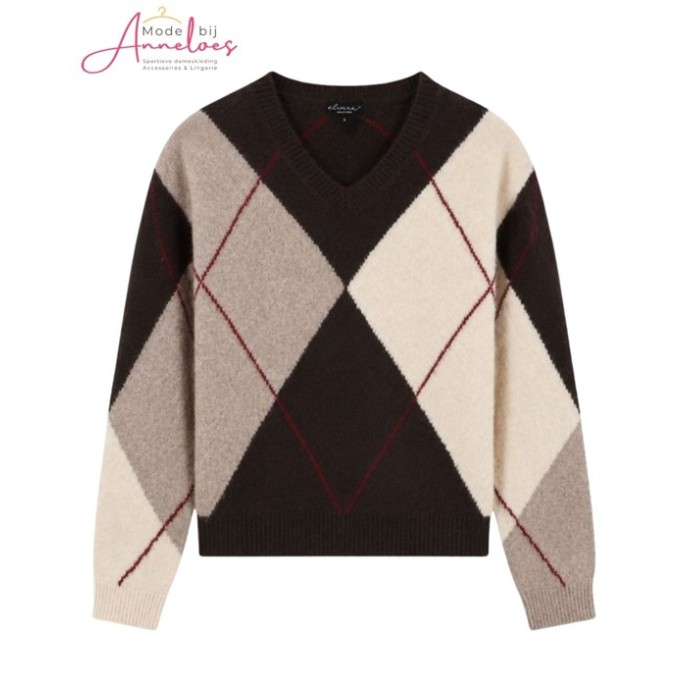 Elvira Pullover Gracie print 26-006 - Dark coffee check Elvira Pullover Gracie print 26-006 - Dark coffee check