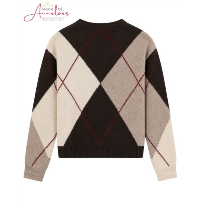 Elvira Pullover Gracie print 26-006 - Dark coffee check Elvira Pullover Gracie print 26-006 - Dark coffee check