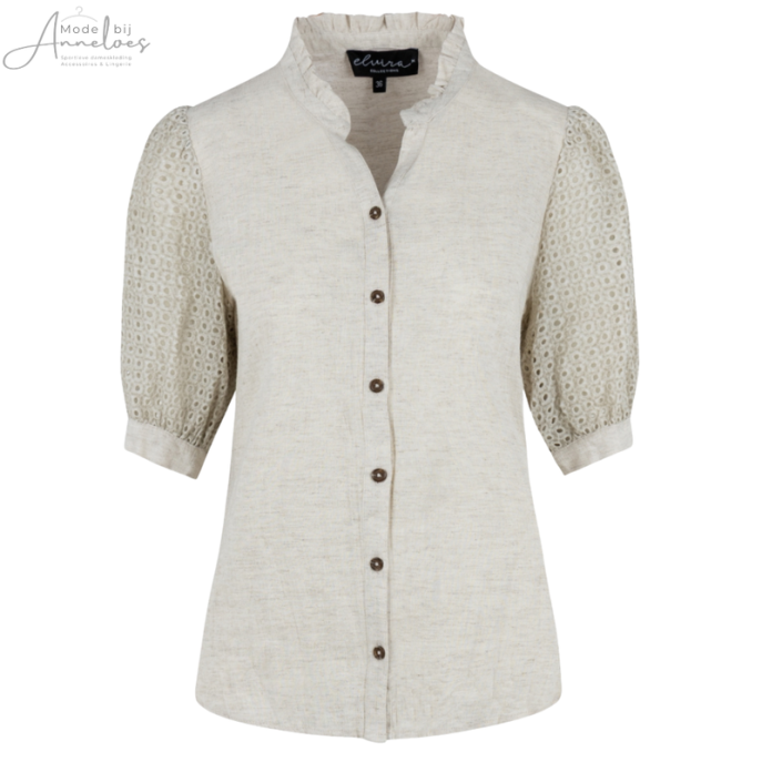 Elvira Blouse 25015 kanten mouw Ecru