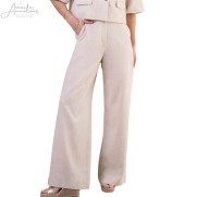Elvira Broek linnen wijde pijp Beige Elvira Broek linnen wijde pijp Beige
