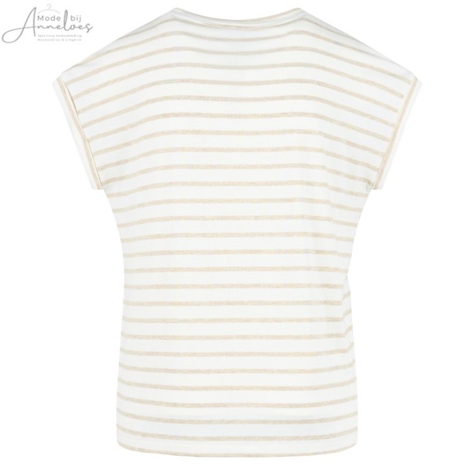 Elvira T-shirt KM streep Zand ecru