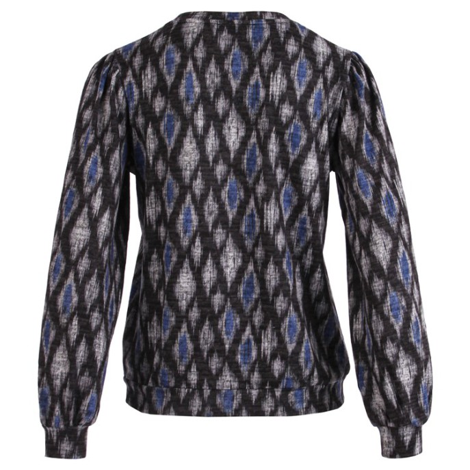 Sweater vhals ballonmouw - Blauw dessin