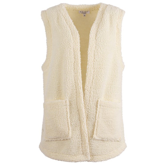 Gilet lang teddy - Ecru