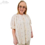 Enjoy Blouse oversized pofmouw Beige borduur