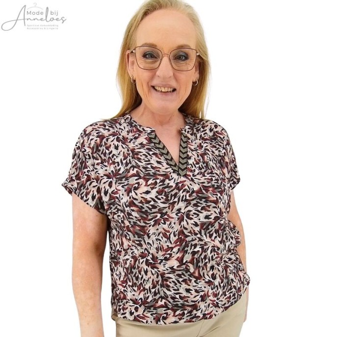 Enjoy Blouson blouse vhals tape Port print