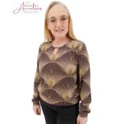 Z Enjoy Blouson vhals Donker bruin print