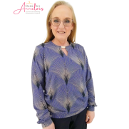 Enjoy Blouson vhals Indigo print Enjoy Blouson vhals Indigo print