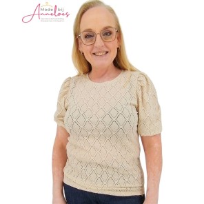 Enjoy Top pofmouw crochet Beige