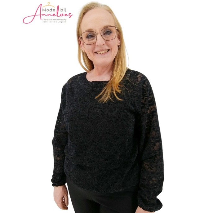 Enjoy Blouson 503548 kant bruched Zwart