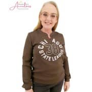 Enjoy Sweater Chicago opdruk Donker Bruin Enjoy Sweater Chicago opdruk Donker Bruin
