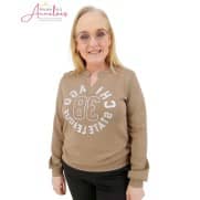 Enjoy Sweater Chicago opdruk Taupe Enjoy Sweater Chicago opdruk Taupe
