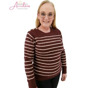 Enjoy Pullover 507314 strepen Port ecru