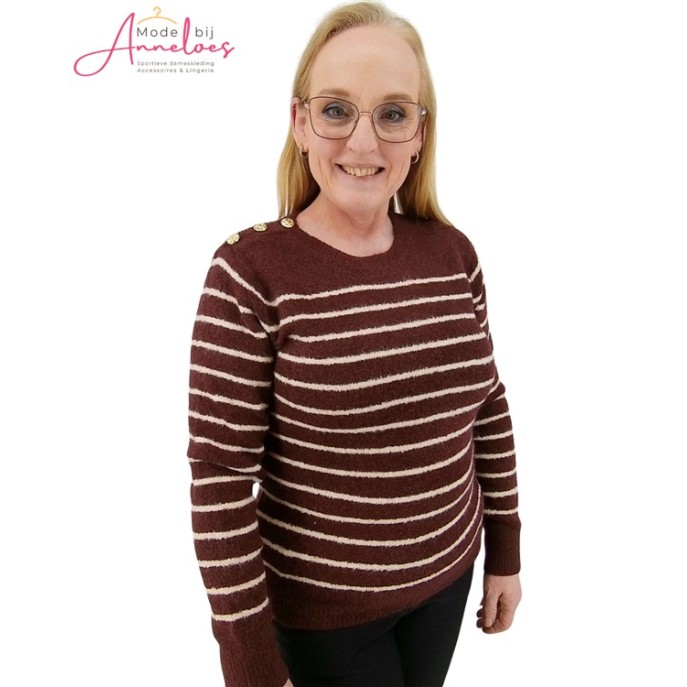 Enjoy Pullover 507314 strepen Port ecru