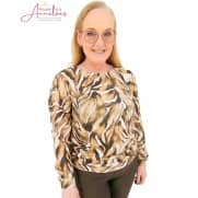 S Enjoy Sweater cosy Zand print