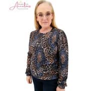 Z Enjoy Pullover print Blauw Camel Zwart