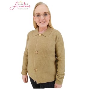 Enjoy Gebreid jasje knopen Taupe