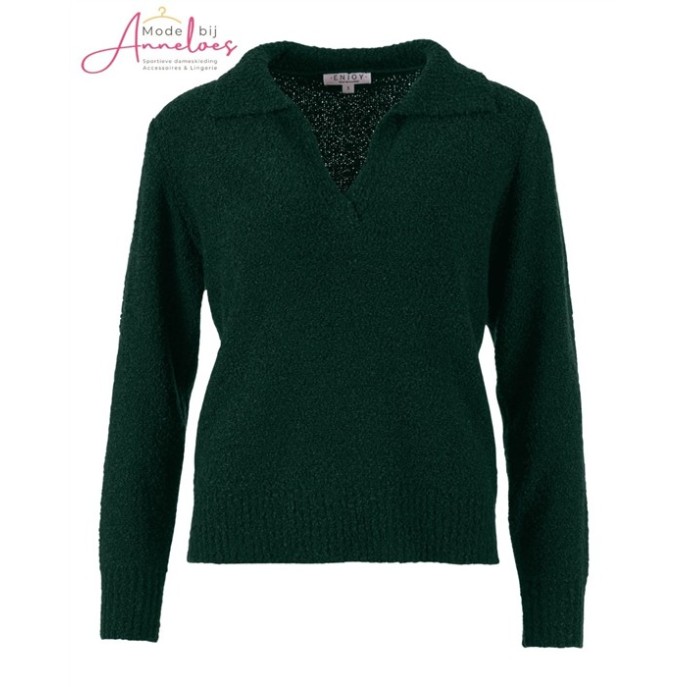 Enjoy Pullover polokraag 421800 boucle - Bottle Enjoy Pullover polokraag 421800 boucle - Bottle