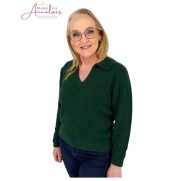 Enjoy Pullover polokraag 421800 boucle - Bottle Enjoy Pullover polokraag 421800 boucle - Bottle
