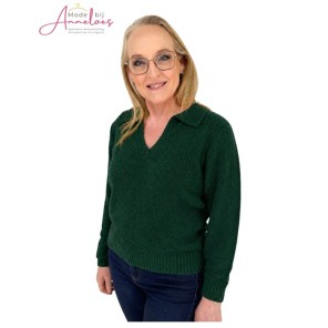 Enjoy Pullover polokraag 421800 boucle - Bottle Enjoy Pullover polokraag 421800 boucle - Bottle