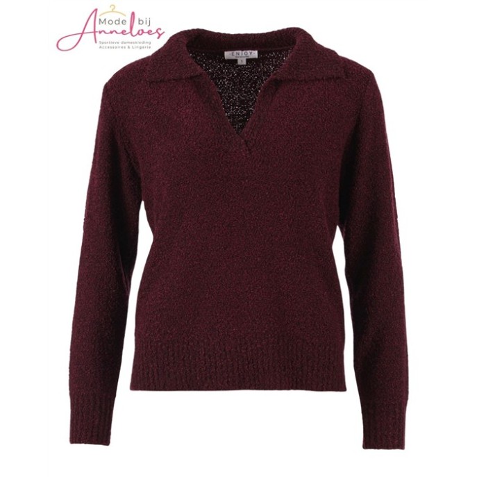 Enjoy Pullover polokraag 421800 boucle - Port Enjoy Pullover polokraag 421800 boucle - Port