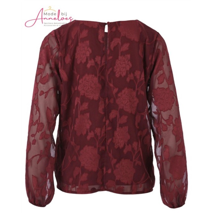 Enjoy Blouse dubbel ballon mouw 127685 - Bordeaux Enjoy Blouse dubbel ballon mouw 127685 - Bordeaux