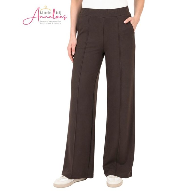 Enjoy Dames Pantalon wide leg Donker bruin 416130 Enjoy Dames Pantalon wide leg Donker bruin 416130