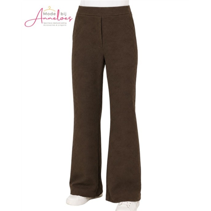Enjoy Broek bloem jaquard 416137 - Donker bruin Enjoy Broek bloem jaquard 416137 - Donker bruin