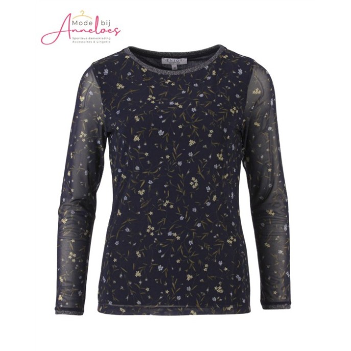 Enjoy Top mesh bloemprint 166743 - Navy print Enjoy Top mesh bloemprint 166743 - Navy print