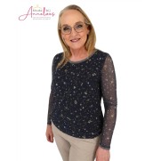 Enjoy Top mesh bloemprint 166743 - Navy print Enjoy Top mesh bloemprint 166743 - Navy print
