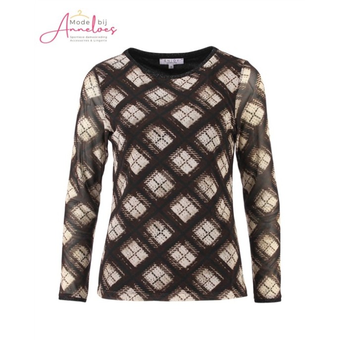 Enjoy Top mash ruit print 166071 - Zwart