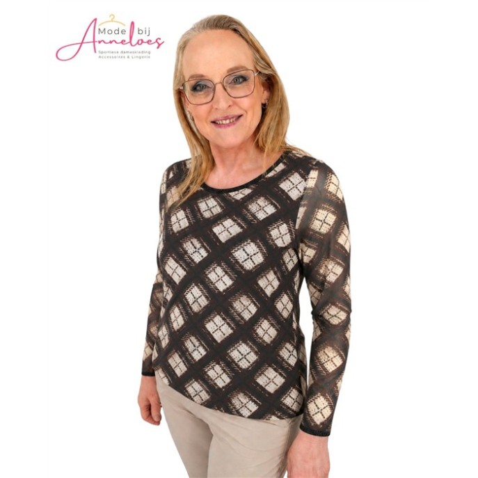 Enjoy Top mash ruit print 166071 - Zwart